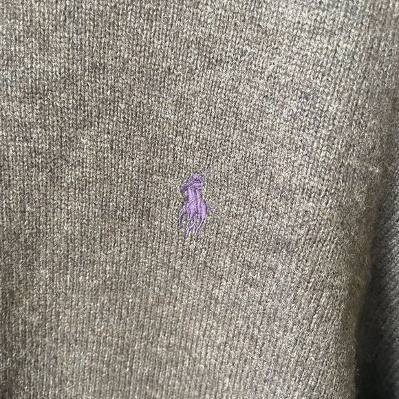 Polo Ralph Lauren Brown Knit Wool V-Neck Long Sleeve Minimalist Men's Sweater XL - Picture 2 of 7